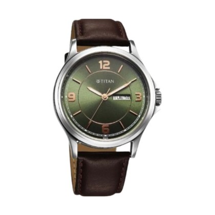 Titan Neo Arabic 1870SL12 Green Dial Leather Strap Analog Men Watch